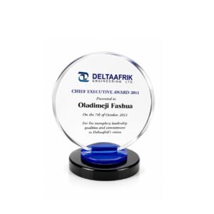 Crystal Award — custom engraved crystal award for corporate recognition and awards in Nigeria